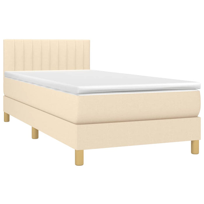 Pat box spring cu saltea, crem, 90x190 cm, textil - WALTI WALTI