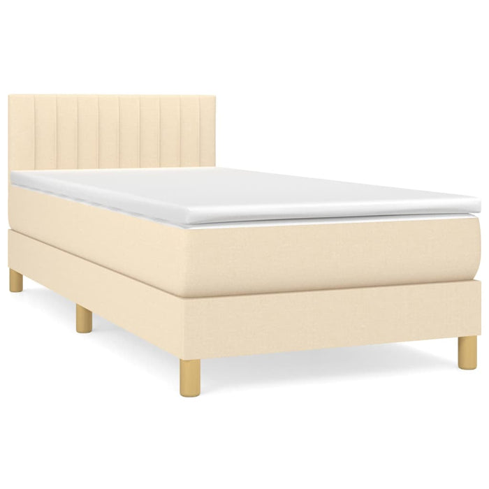 Pat box spring cu saltea, crem, 90x200 cm, textil - WALTI WALTI