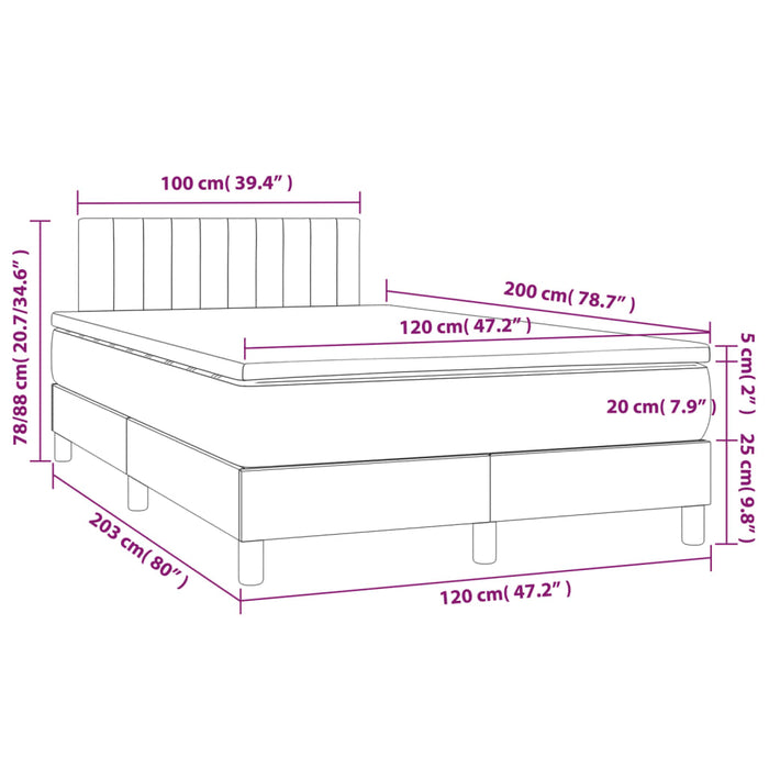 Pat box spring cu saltea, crem, 120x200 cm, textil - WALTI WALTI