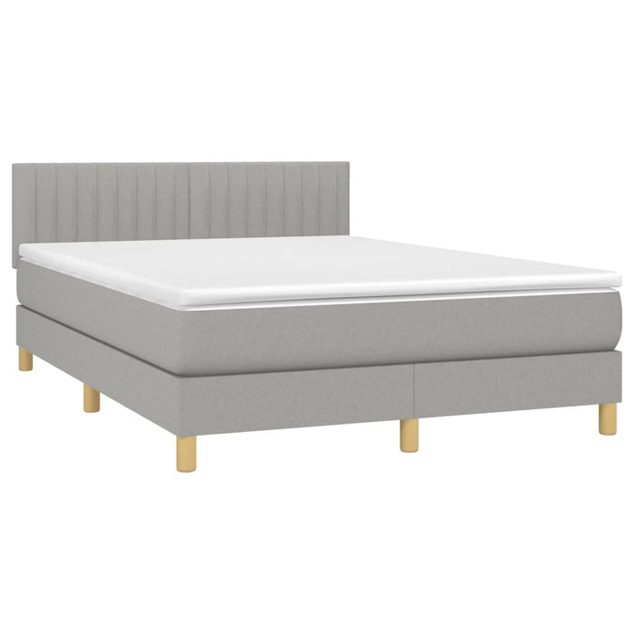 Pat box spring cu saltea, gri deschis, 140x190 cm, textil - WALTI WALTI