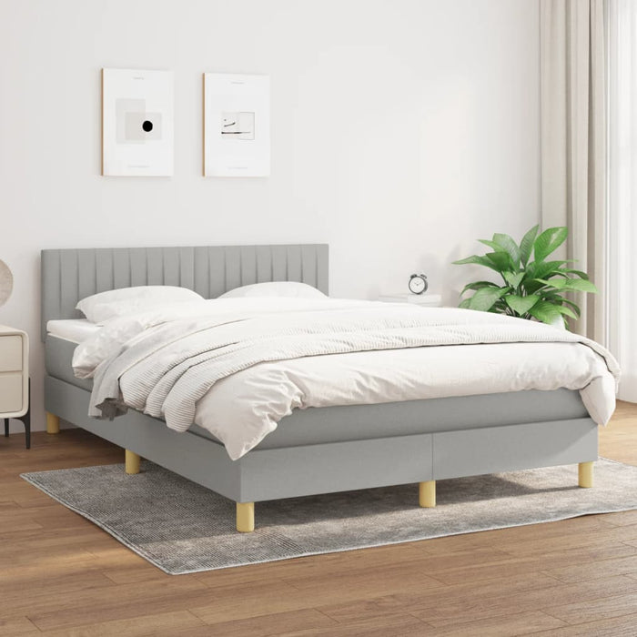 Pat box spring cu saltea, gri deschis, 140x190 cm, textil - WALTI WALTI