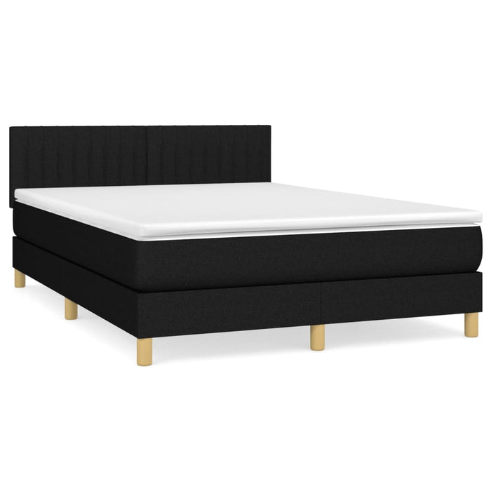 Pat box spring cu saltea, negru, 140x190 cm, textil - WALTI WALTI