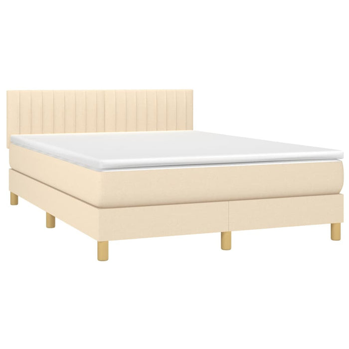 Pat box spring cu saltea, crem, 140x200 cm, textil - WALTI WALTI