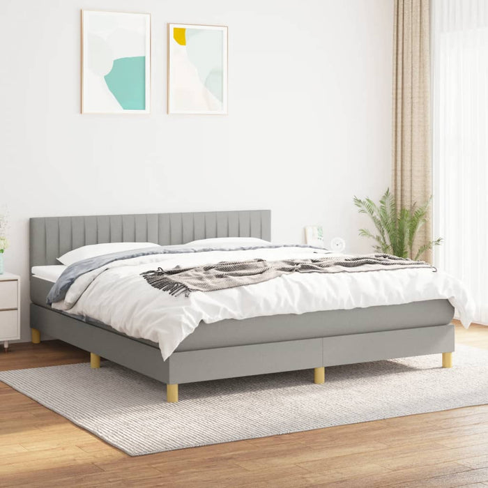 Pat continental cu saltea, gri deschis, 160x200 cm, textil - WALTI WALTI