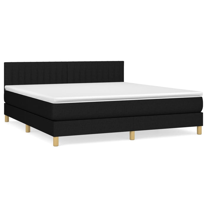 Pat box spring cu saltea, negru, 160x200 cm, textil - WALTI WALTI