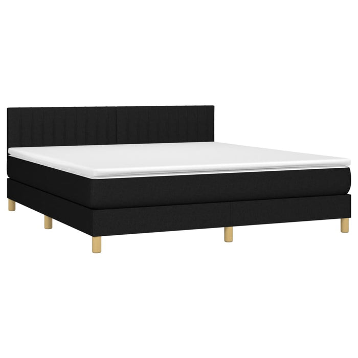 Pat box spring cu saltea, negru, 160x200 cm, textil - WALTI WALTI