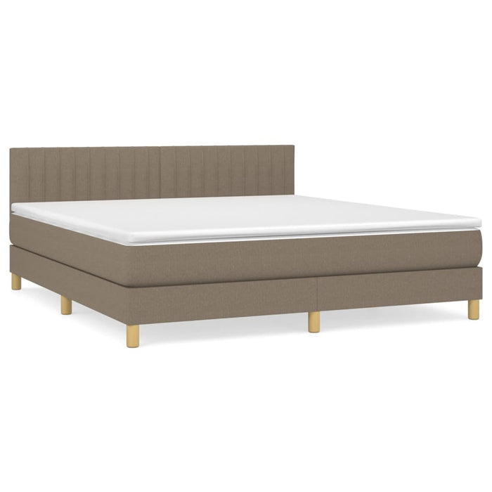 Pat box spring cu saltea, gri taupe, 160x200 cm material textil - WALTI WALTI