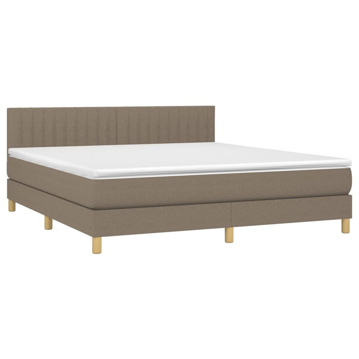 Pat box spring cu saltea, gri taupe, 160x200 cm material textil - WALTI WALTI