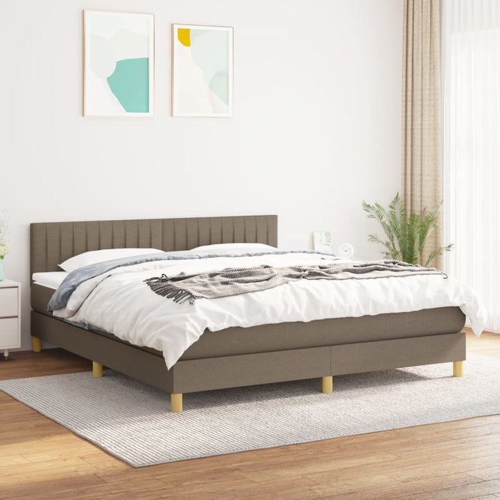 Pat box spring cu saltea, gri taupe, 160x200 cm material textil - WALTI WALTI