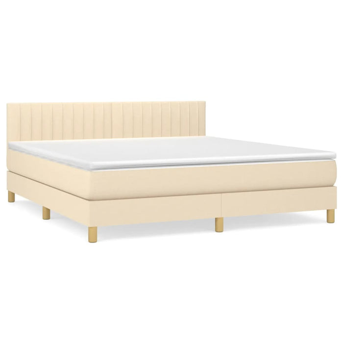 Pat box spring cu saltea, crem, 160x200 cm, material textil - WALTI WALTI