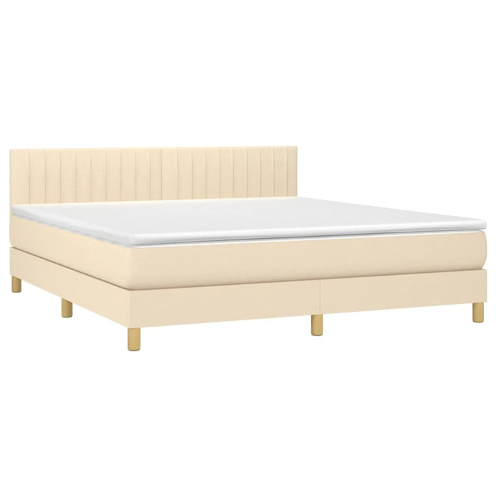 Pat box spring cu saltea, crem, 160x200 cm, material textil - WALTI WALTI