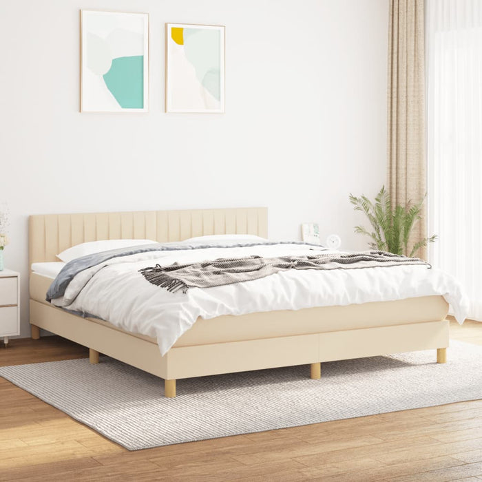 Pat continental cu saltea, crem, 180x200 cm, textil WALTI