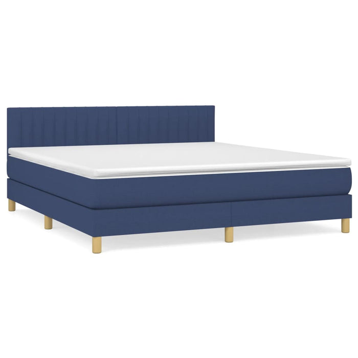 Pat box spring cu saltea, albastru, 180x200 cm, material textil - WALTI WALTI