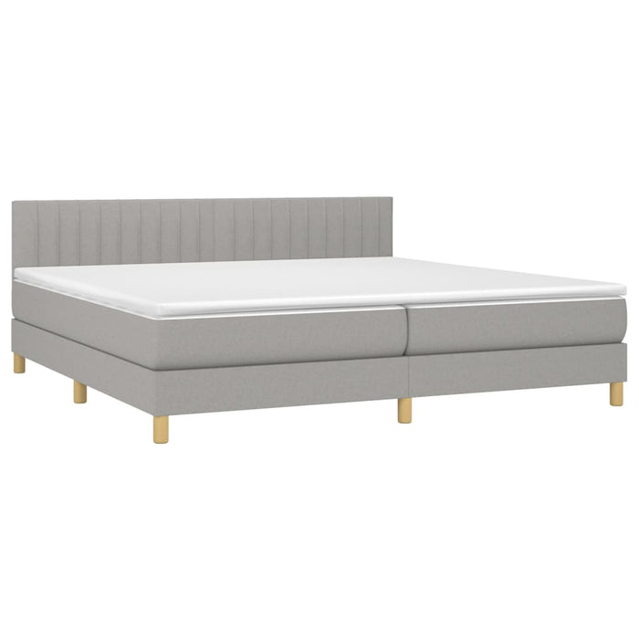 Pat box spring cu saltea, gri deschis, 200x200 cm, textil - WALTI WALTI