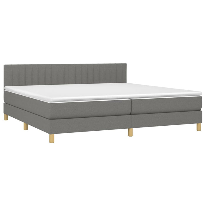Pat box spring cu saltea, gri închis, 200x200 cm, textil - WALTI WALTI