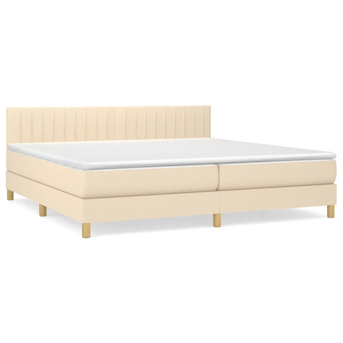 Pat box spring cu saltea, crem, 200x200 cm, textil - WALTI WALTI