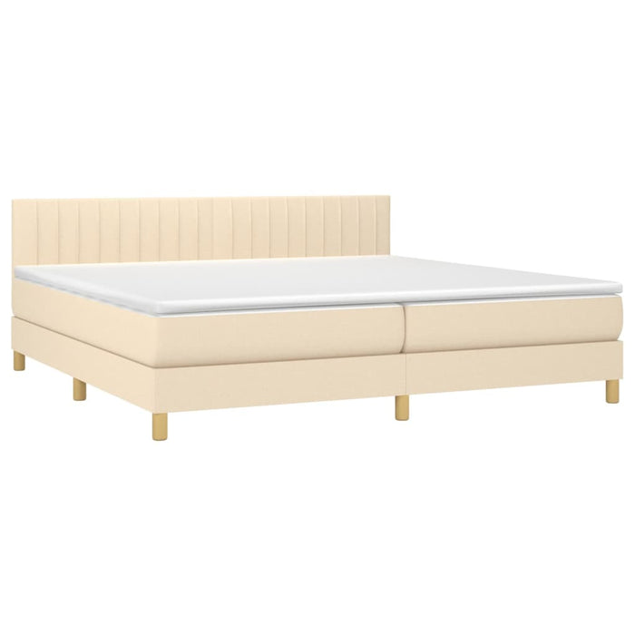 Pat box spring cu saltea, crem, 200x200 cm, textil - WALTI WALTI