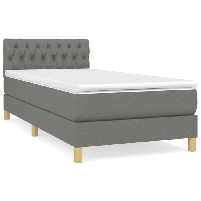 Pat box spring cu saltea, gri închis, 80x200 cm, textil - WALTI WALTI