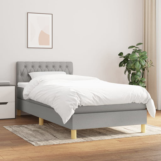 Pat box spring cu saltea, gri deschis, 90x190 cm, textil - WALTI WALTI