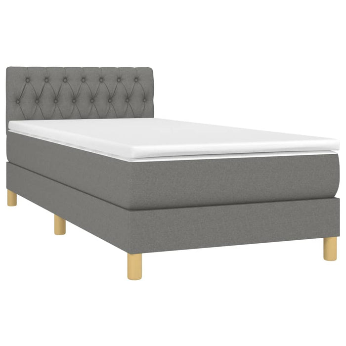 Pat box spring cu saltea, gri închis, 90x190 cm, textil - WALTI WALTI