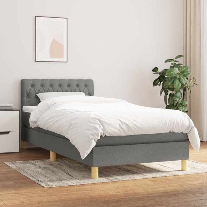 Pat box spring cu saltea, gri închis, 90x190 cm, textil - WALTI WALTI