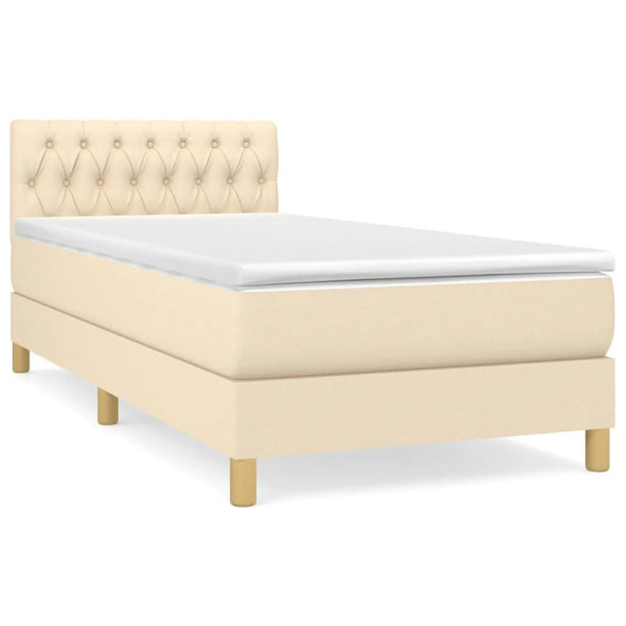 Pat box spring cu saltea, crem, 90x190 cm, textil - WALTI WALTI