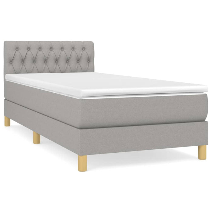Pat box spring cu saltea, gri deschis, 90x200 cm, textil - WALTI WALTI