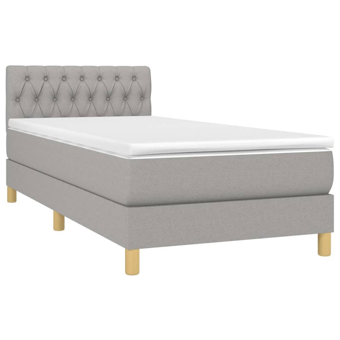 Pat box spring cu saltea, gri deschis, 90x200 cm, textil - WALTI WALTI