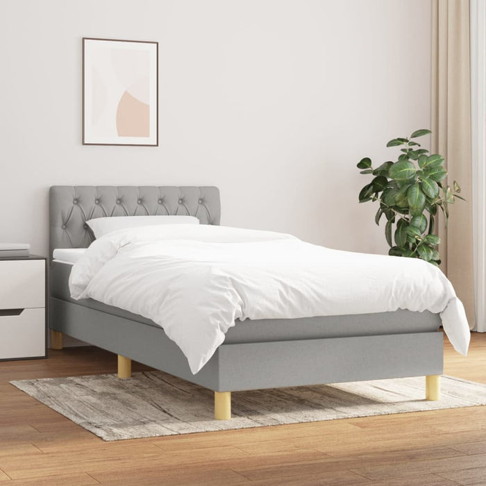 Pat box spring cu saltea, gri deschis, 90x200 cm, textil - WALTI WALTI