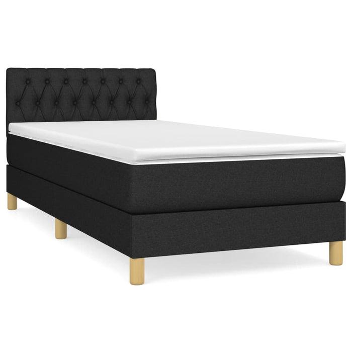 Pat box spring cu saltea, negru, 100x200 cm, textil - WALTI WALTI