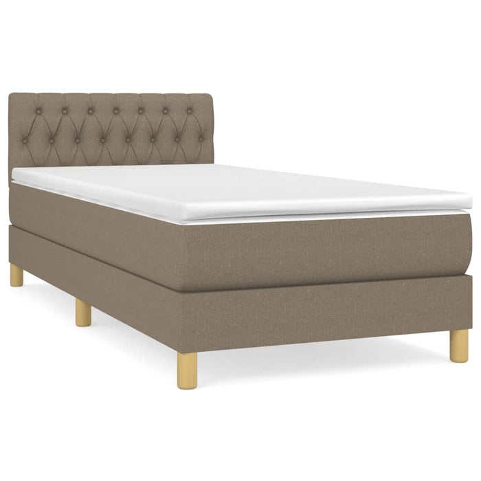 Pat box spring cu saltea, gri taupe, 100x200 cm, textil WALTI