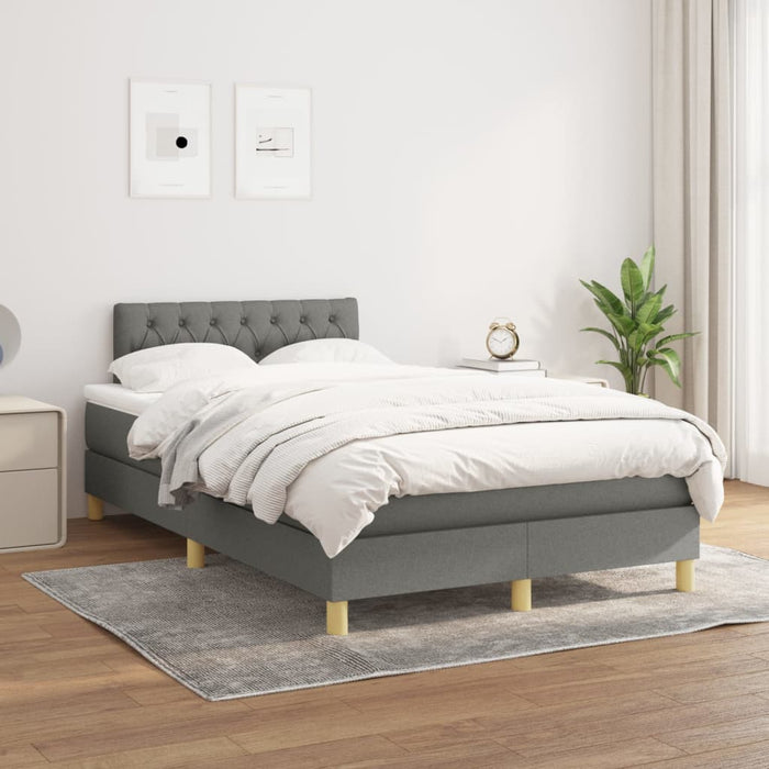 Pat box spring cu saltea, gri închis, 120x200 cm, textil - WALTI WALTI