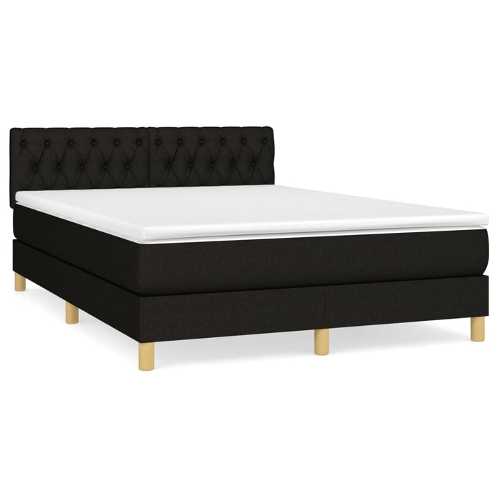 Pat box spring cu saltea, negru, 140x190 cm, textil - WALTI WALTI