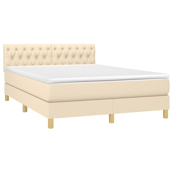 Pat box spring cu saltea, crem, 140x200 cm, textil - WALTI WALTI
