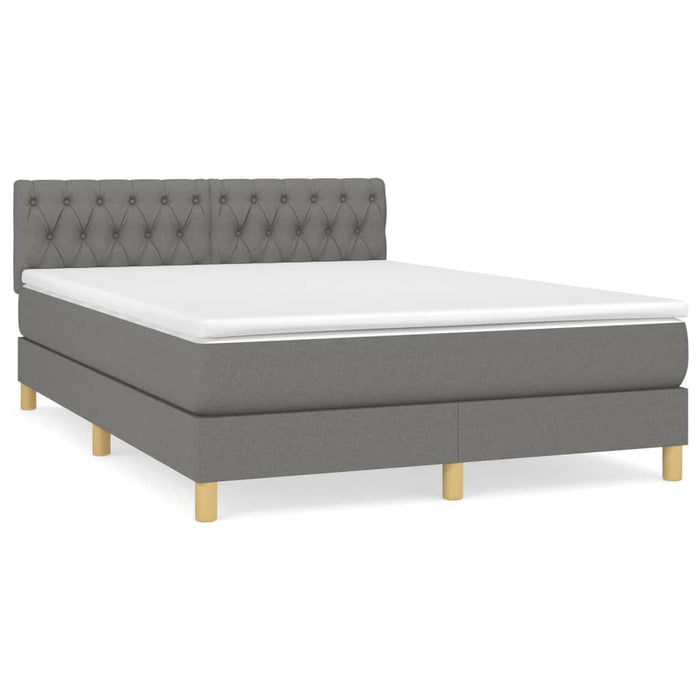 Pat box spring cu saltea, gri închis, 140x200 cm, textil - WALTI WALTI