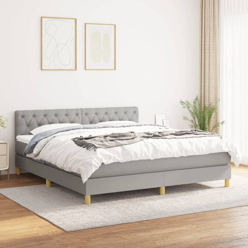 Pat continental cu saltea, gri deschis, 160x200 cm, textil - WALTI WALTI