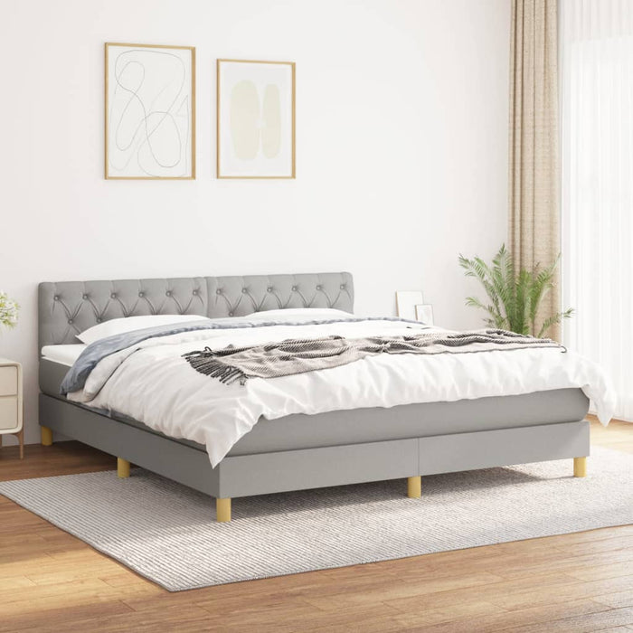 Pat continental cu saltea, gri deschis, 160x200 cm, textil - WALTI WALTI