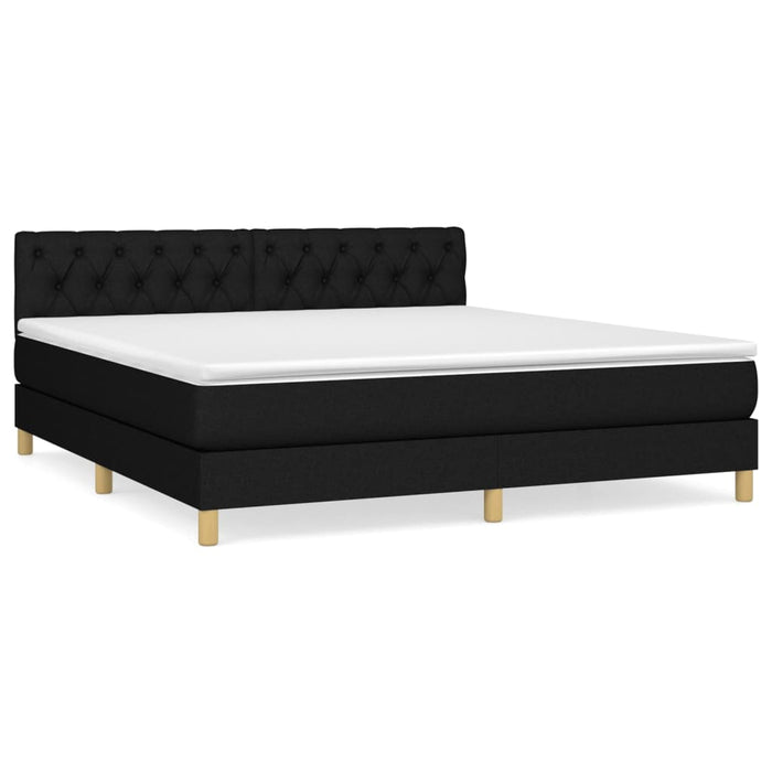 Pat box spring cu saltea, negru, 160x200 cm, textil - WALTI WALTI