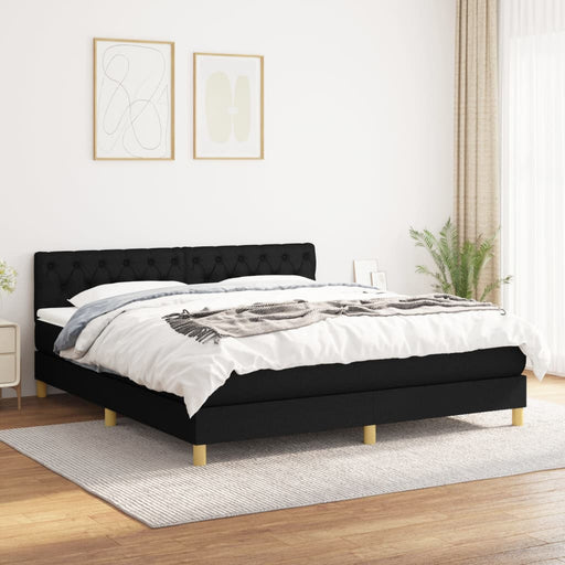 Pat box spring cu saltea, negru, 160x200 cm, textil - WALTI WALTI