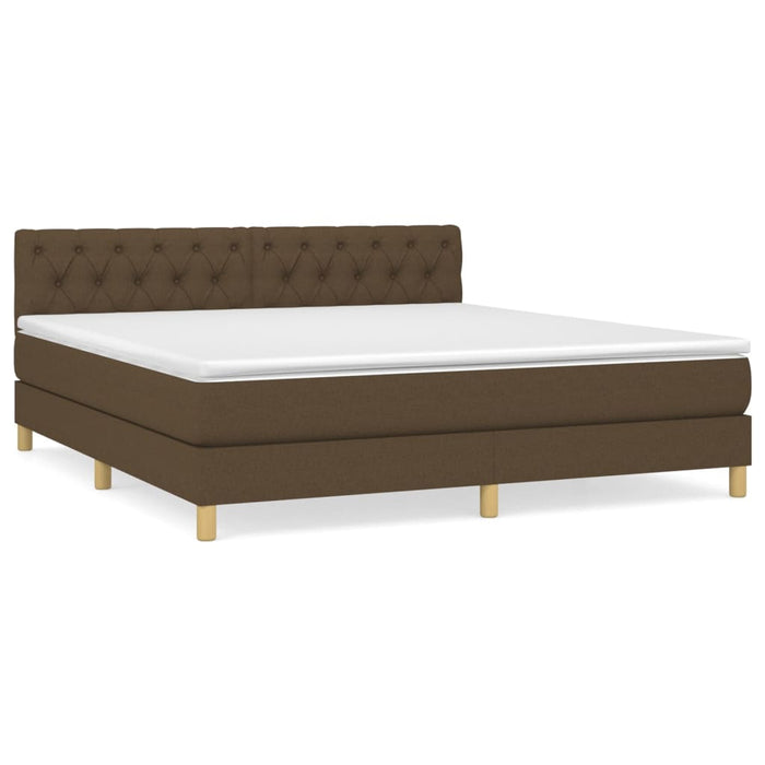 Pat box spring cu saltea, maro închis, 160x200 cm, textil WALTI