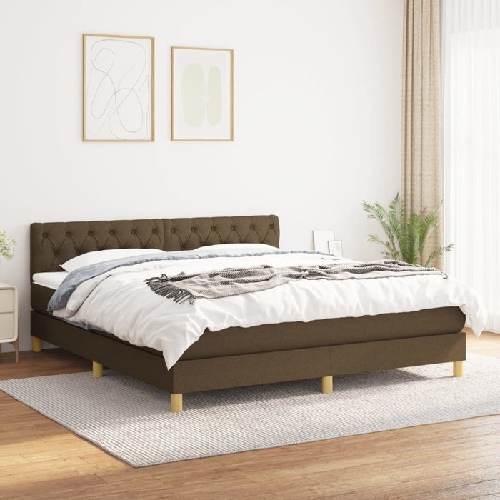 Pat box spring cu saltea, maro închis, 160x200 cm, textil WALTI