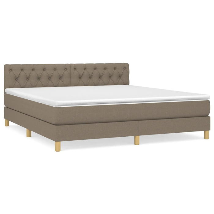 Pat box spring cu saltea, gri taupe, 160x200 cm material textil - WALTI WALTI