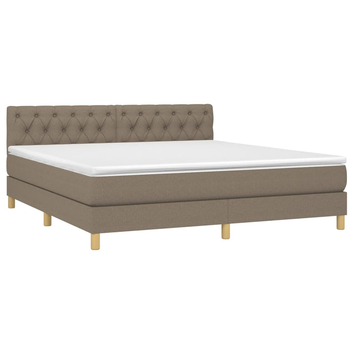 Pat box spring cu saltea, gri taupe, 160x200 cm material textil - WALTI WALTI