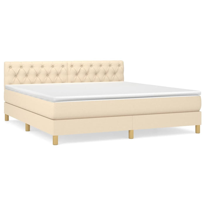 Pat box spring cu saltea, crem, 160x200 cm, material textil - WALTI WALTI