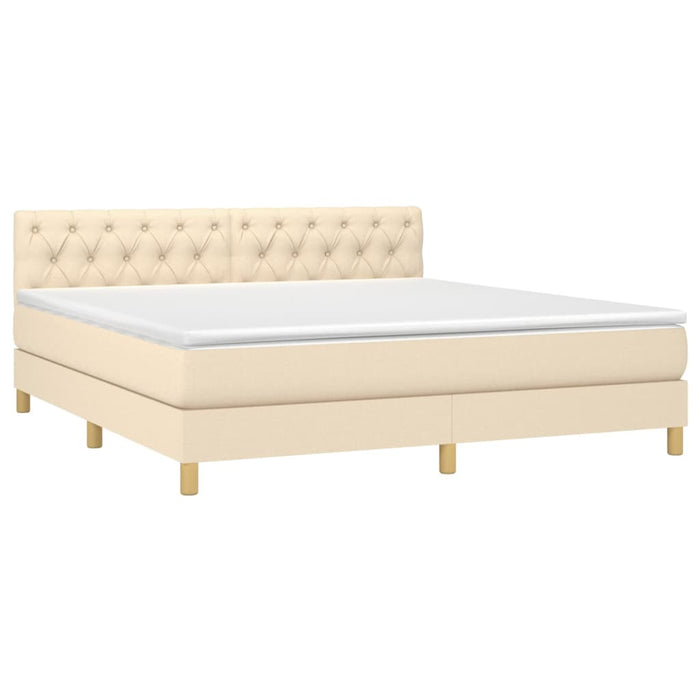 Pat box spring cu saltea, crem, 160x200 cm, material textil - WALTI WALTI
