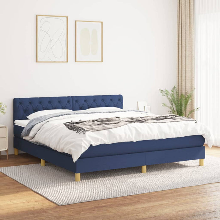 Pat continental cu saltea, albastru, 160x200cm, material textil - WALTI WALTI
