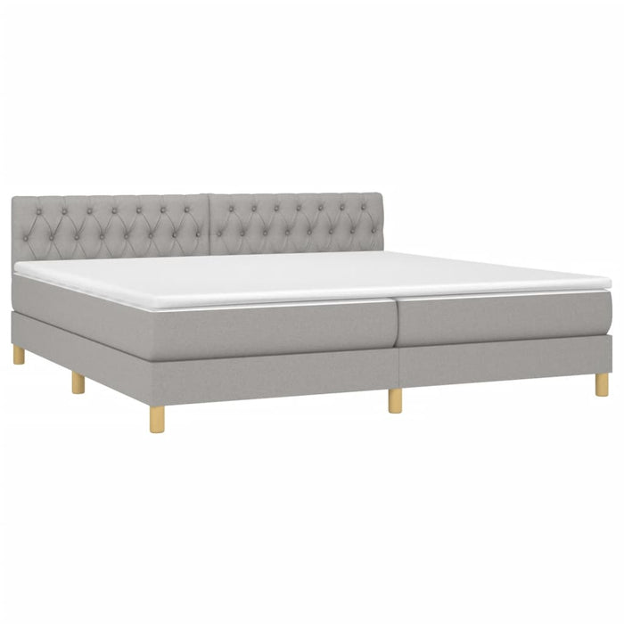 Pat box spring cu saltea, gri deschis, 200x200 cm, textil - WALTI WALTI