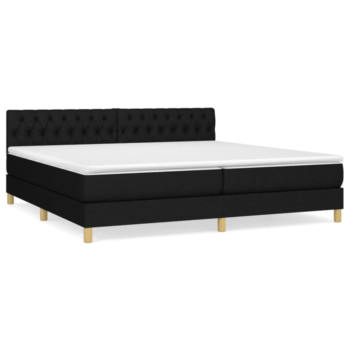 Pat box spring cu saltea, negru, 200x200 cm, textil - WALTI WALTI