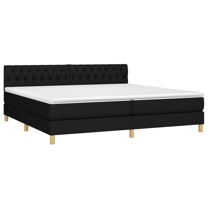 Pat box spring cu saltea, negru, 200x200 cm, textil - WALTI WALTI