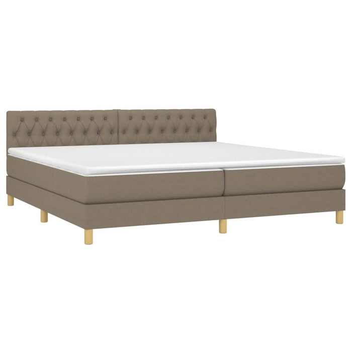 Pat box spring cu saltea, gri taupe, 200x200 cm, textil - WALTI WALTI